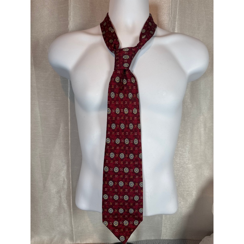 Robert Talbott Parisian Silk Neck Tie‎ Burgundy Medallion Pattern Men's Fashion